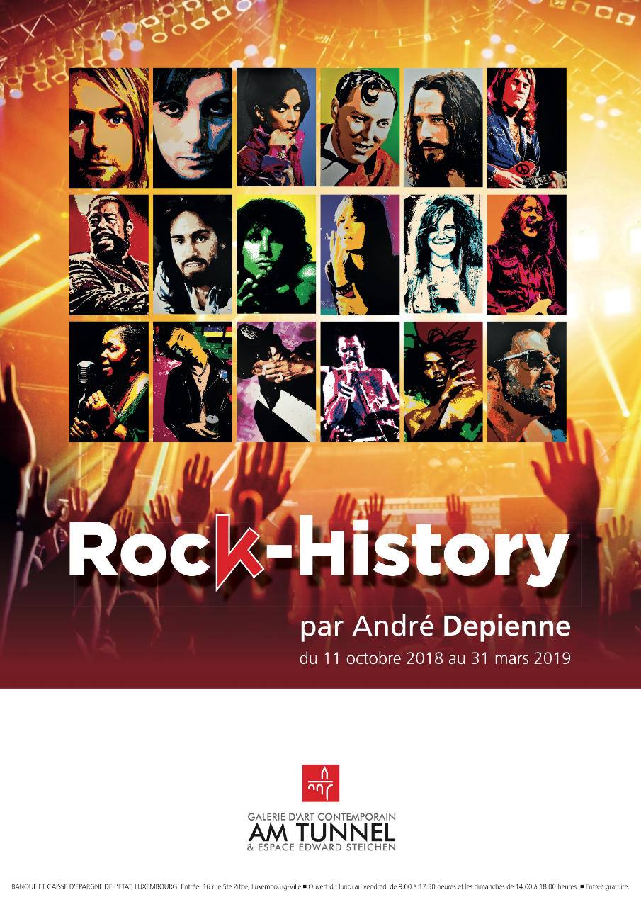 Expo Flyer Rock-History par André Depienne - du 11 octobre 2018 au 31 mars 2019 - Am Tunnel